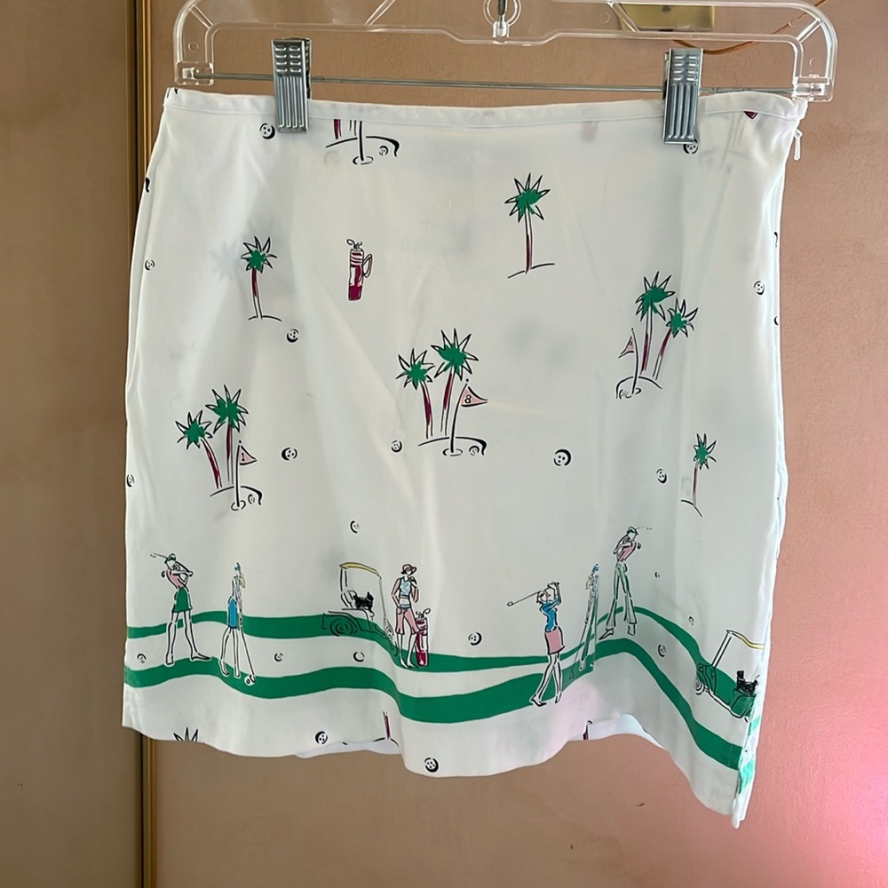 Randi M., Patterned Golf Skort, Size 10P, White